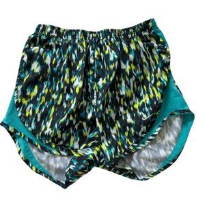 Nike Women's Teal and Black Patterned Athletic Shorts
